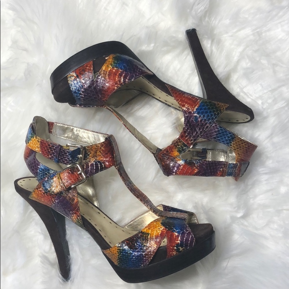 BCBGirls Multicolored Platform Sandals.